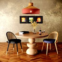 dining set 2- by rattan chair in 4 color