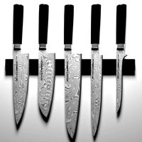 samura damascus steel premium knife set magnetic knife holder