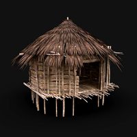 simple tribal jungle primal hut house reed tree survival