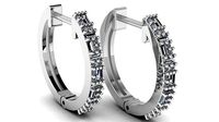 Diamond Baguette Hoop Earrings | 3D