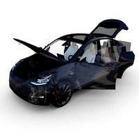 tesla model y awd midnight silver with interior and chassis