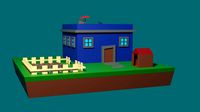 low poly farm house