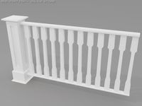 wooden handrail 3D Model