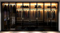 modern wardrobe with glass doors