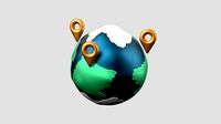 World cartoon Globe 3D lowpoly Icon