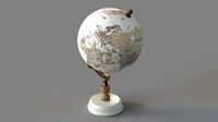 11in White Marble and Metal Contemporary Globe