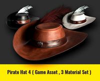 Pirate Hat 4 - Game Asset  - 3 Material Set -