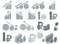 Elements for statistics and advertising histogram Russian ruble