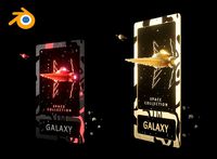 NFT Galaxy collectible card template for Blender