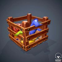 Stylized Box with Fishes - Game Ready Asset