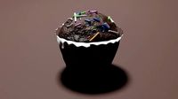 Realistic Chocolate Cupcake with Sprinkles