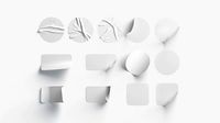 White Stickers Set - 13 adhesive round and square sticky labels