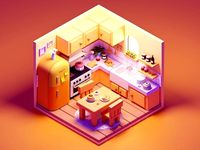Interior Kitchen Room with Furniture and Kitchen Item Pack