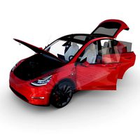 tesla model y rwd red with interior and chassis