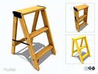 wooden stool animated rig pbr