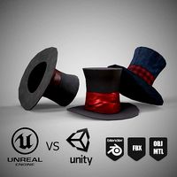 The is a low-poly 3D model Hats with three different textures
