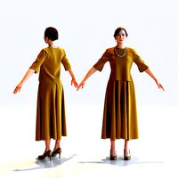 Asian Smart Casual Woman in A-pose 1 - S1-F1M A