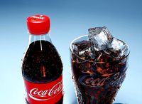 Coca Cola bottle and glass