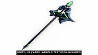 Fantasy Spear 01 Glow Weapon with PBR Unity UE Textures