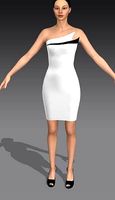 DRESS BLACK AND WHITE STRAPLESS ASYMETRIC LOOK