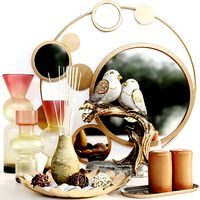 Decorative set Statuette vase and candles