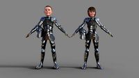 3D Cartoon Warrior Man and Woman