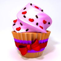 Valentine Day Cupcake 3D Model