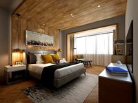 Bedroom with Parquet Ceiling