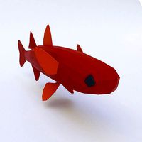Grass carp fish low poly 3d model
