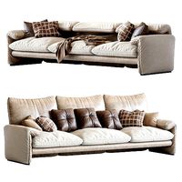 3 Seater Maralunga Sofa by Vico Magistretti for Cassina 1970s
