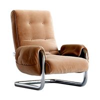 Tan Brown Mohair Velvet Large Lounge Chairs