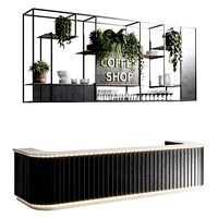 Coffee shop reception Restaurant counter by hanging plant