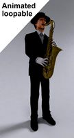 Man playing saxophone rigged and animated