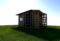 long garden house with woodshed 3D model
