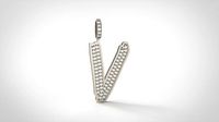 Model 841 Initial V Diamond Letter Pendant | 3D
