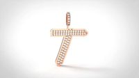 Model 839 Initial T Diamond Letter Pendant | 3D