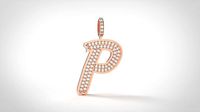 Model 836 Initial P Diamond Letter Pendant | 3D