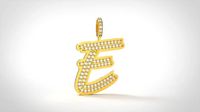 Model 825 Initial E Diamond Letter Pendant | 3D