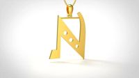Model 886 Initial N Letter Pendant | 3D