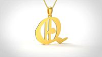Model 872 Initial Q Letter Pendant | 3D