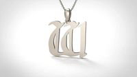 Model 870 Initial W Letter Pendant | 3D