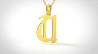 Model 866 Initial U Letter Pendant | 3D