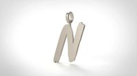 Model 782 Initial N Letter Pendant | 3D