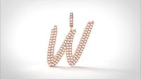 Model 819 Initial W Diamond Letter Pendant | 3D
