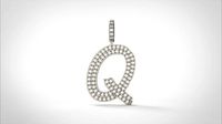 Model 818 Initial Q Diamond Letter Pendant | 3D