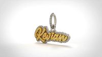 Model 729 Kevian Name Plate Diamond Pendant | 3D