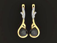 elegant earrings with pearls and stones | 3D