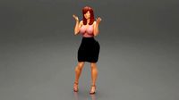 Office Secretary Shirt Posing and Tries to Explain her idea | 3D