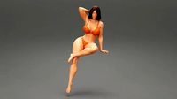 Woman Sitting Cross legged on chair | 3D