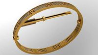 stone design diamond screw carter bracelet | 3D